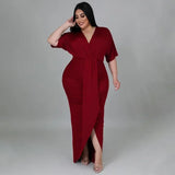 Ariella Plus Size V-Neck Bodycon Dress