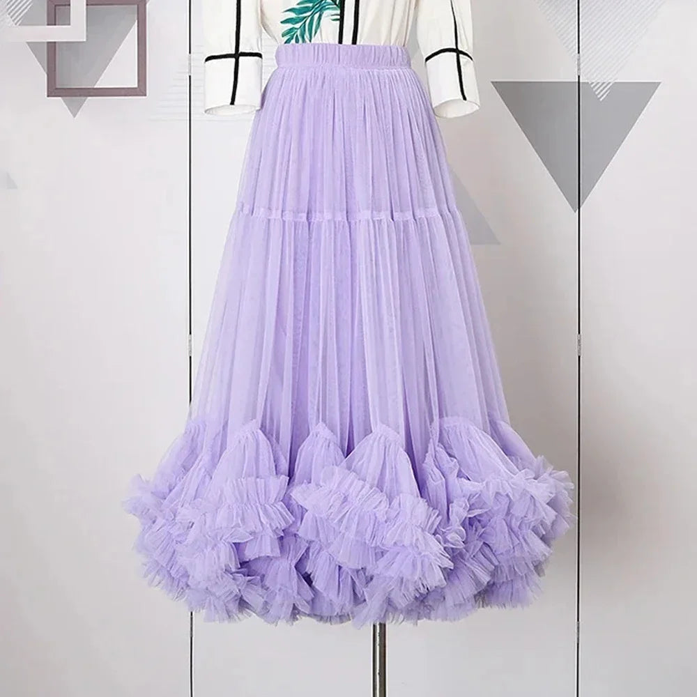 Long Mesh Layered Tulle Skirt by Crystal Crystina, alternate view 6