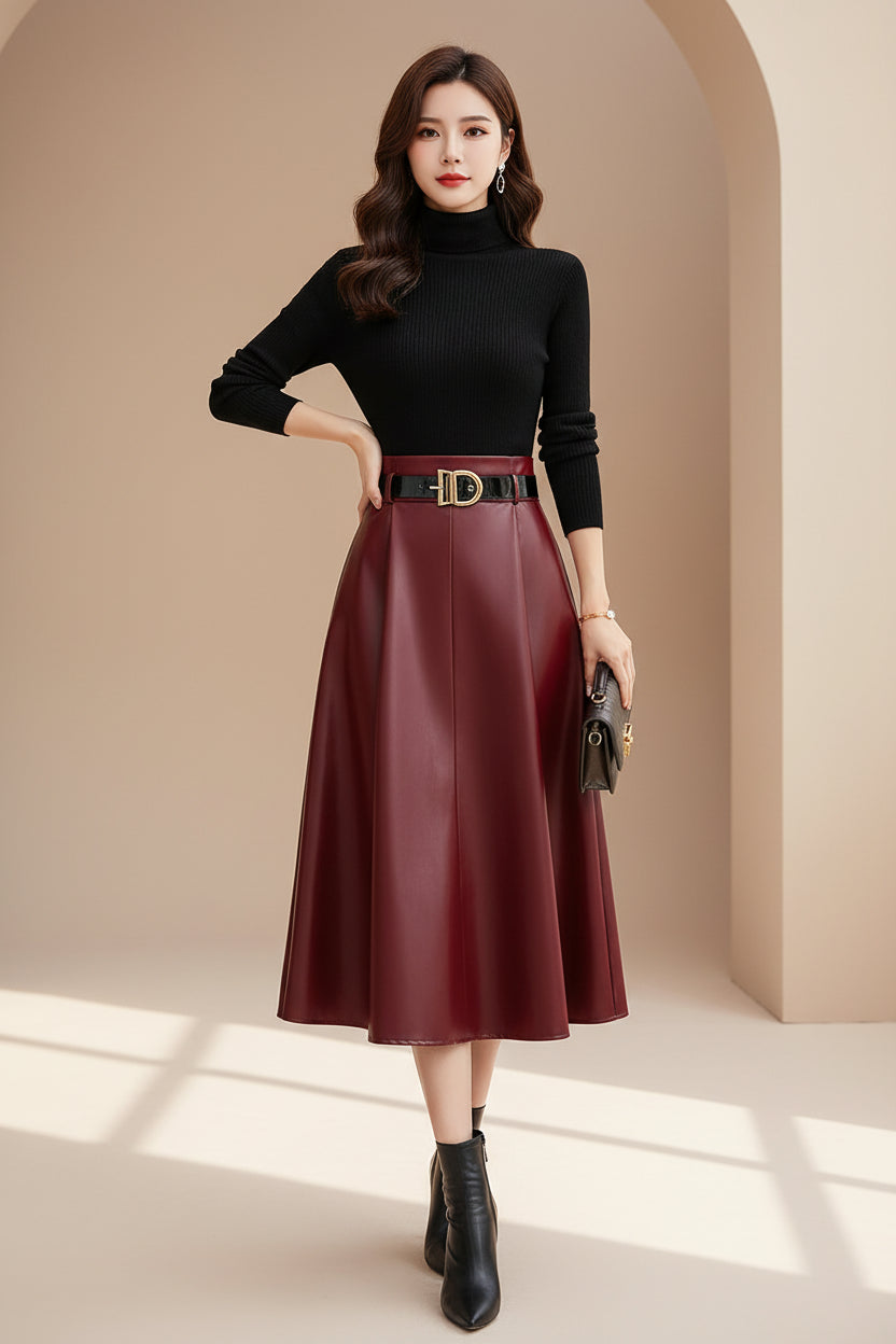 PU Leather Umbrella Skirt