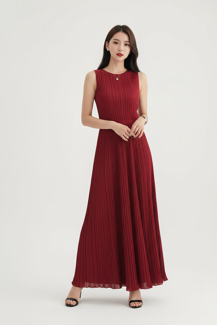 CurveKind™ Sleeveless Elastic Long Dress by Crystal Crystina, primary view
