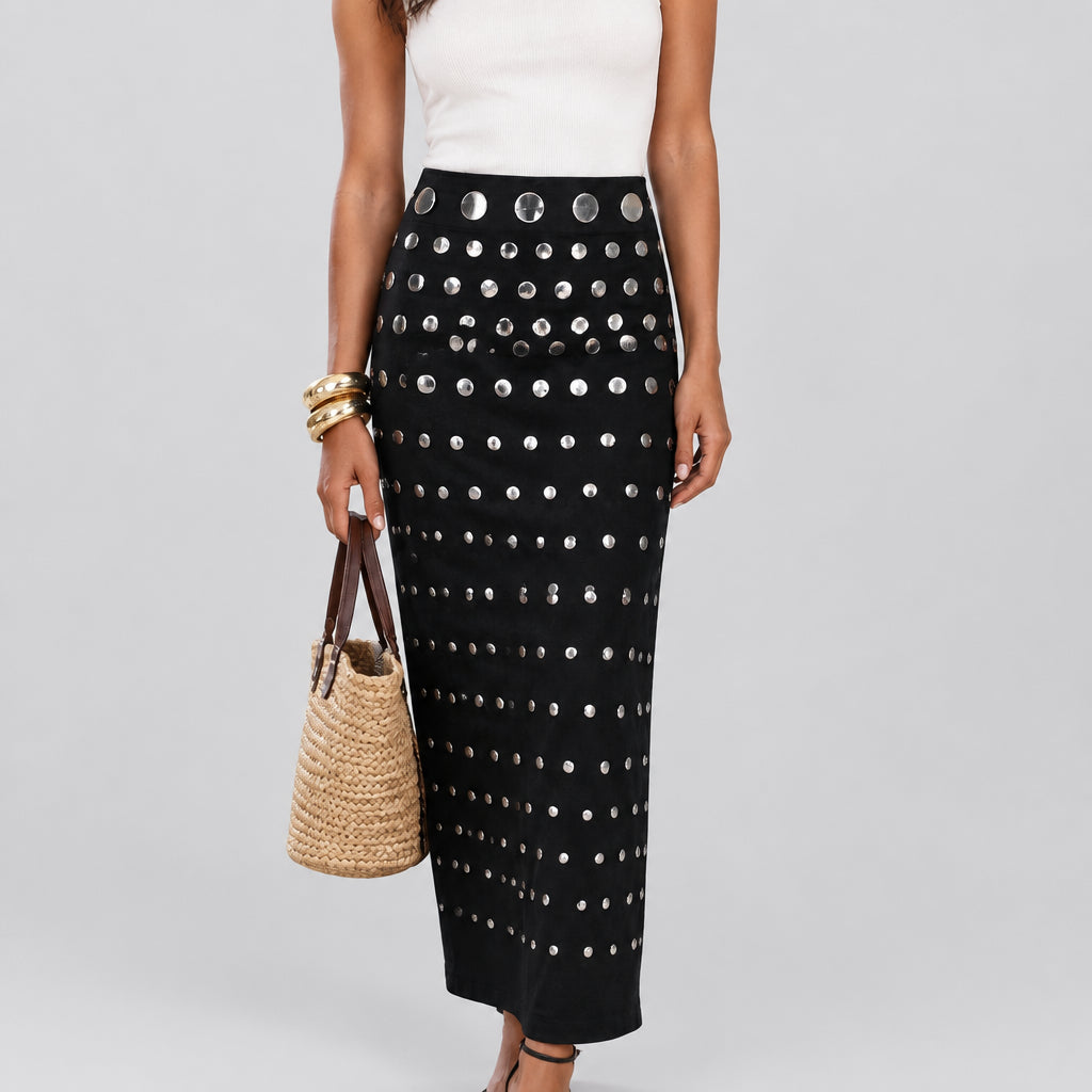 Pencil Skirt with Silver Stud Embellishments