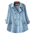 Light blue denim jacket on a white background