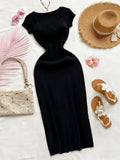 Knit Bodycon Maxi Dress with Split