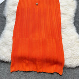Chic O-Neck Button Knitted Bodycon Dress