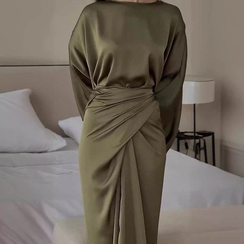 Tie-Waist Satin Dress by Crystal Crystina, alternate view 4