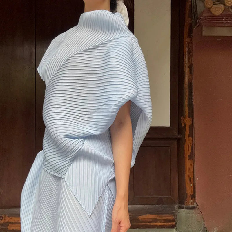CurveKind™ Asymmetrical Pleated Two-Piece Skirt Set