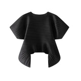 Black poncho with draped design on a white background