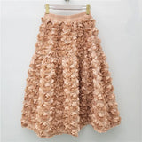 Versatile Three Dimensional Flower Midi Skirt