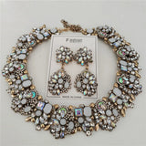 Crystal Rhinestone Collar Choker Necklace and Earrings