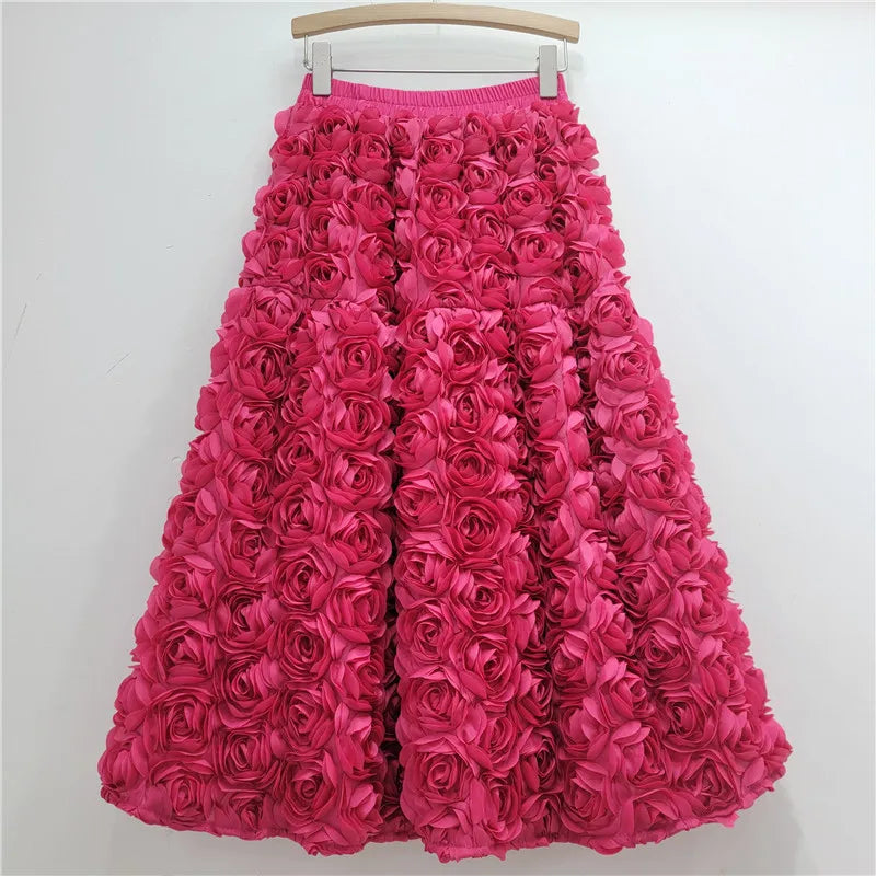 Versatile Three Dimensional Flower Midi Skirt by Crystal Crystina, primary view