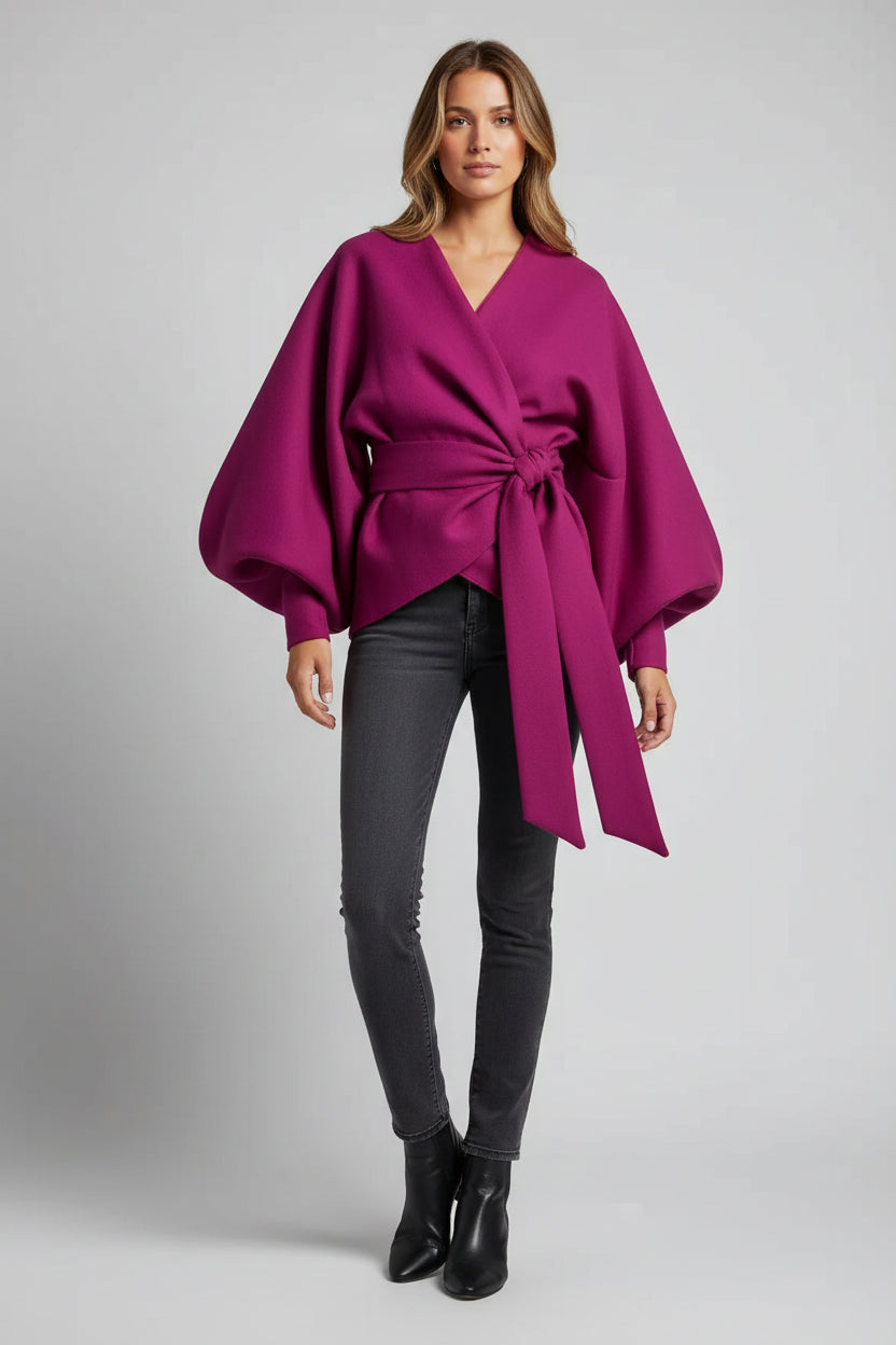 CurveKind™ V-Neck Shawl Cape Coat by Crystal Crystina, primary view