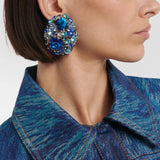 Statement Blue Rhinestone Earrings 