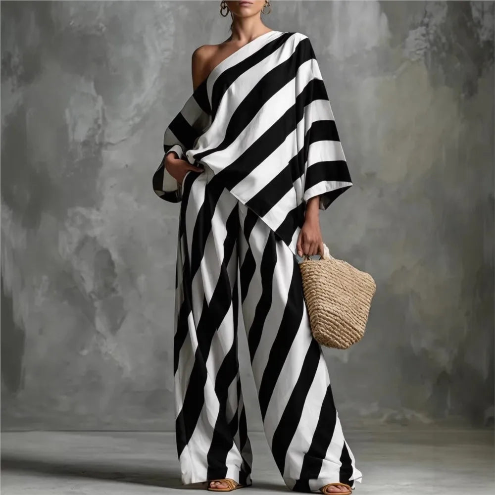 Chic Striped Casual Co-Ord Set