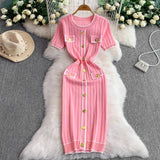 Knitted Slim Fit Button Dress
