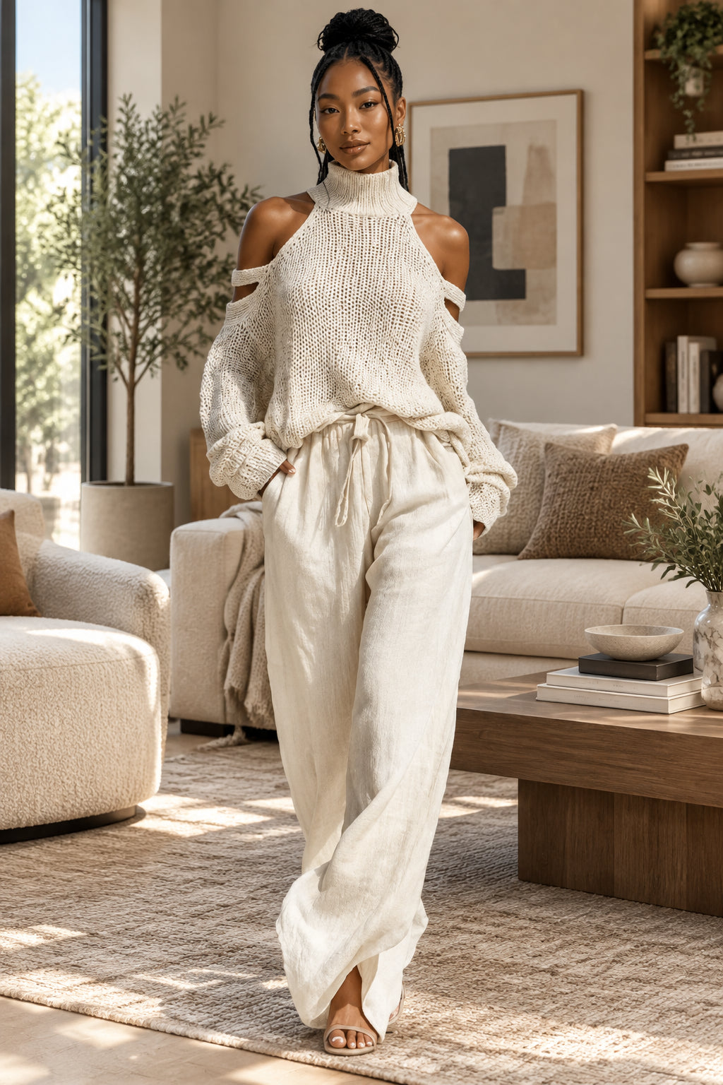 Knit Sweater & Wide-Leg Pants Set