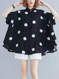 Short Sleeve Polka Dot Swing Blouse