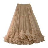 Long Mesh Layered Tulle Skirt