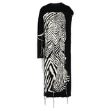 Knitting Striped Tassels Adorned Dress