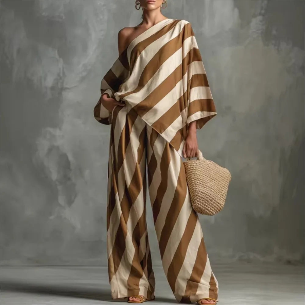 Chic Striped Casual Co-Ord Set