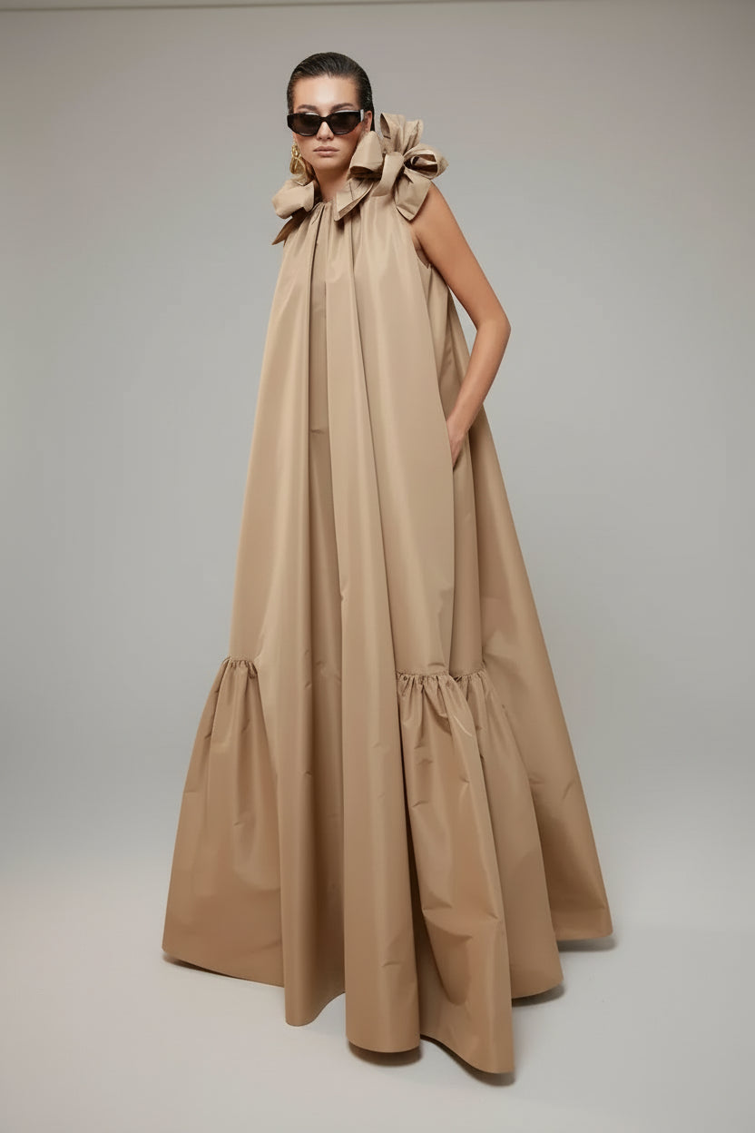 3D Floral Taffeta A-Line Evening Gown by Crystal Crystina, alternate view 2