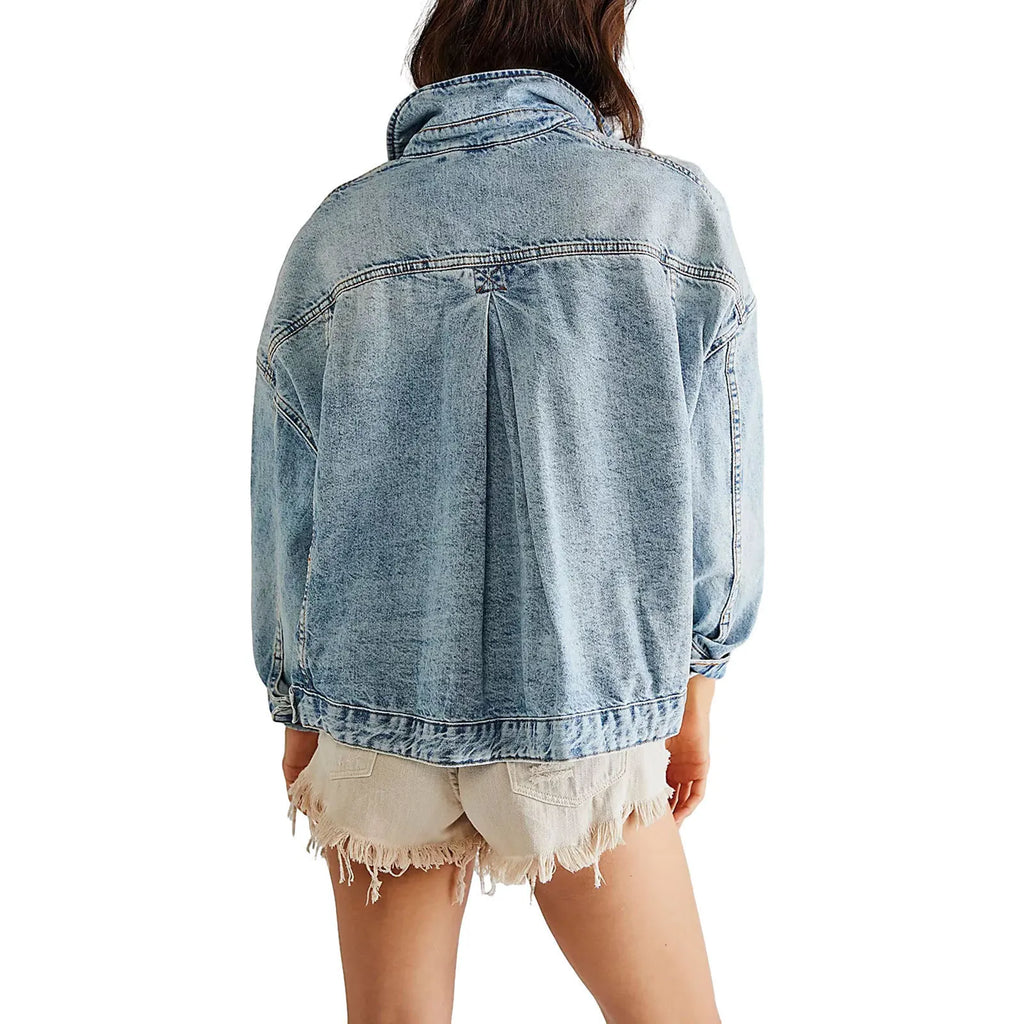 Classic Pleated Denim Jacket by Crystal Crystina, alternate view 2