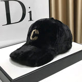 Plush Faux Fur Baseball Cap