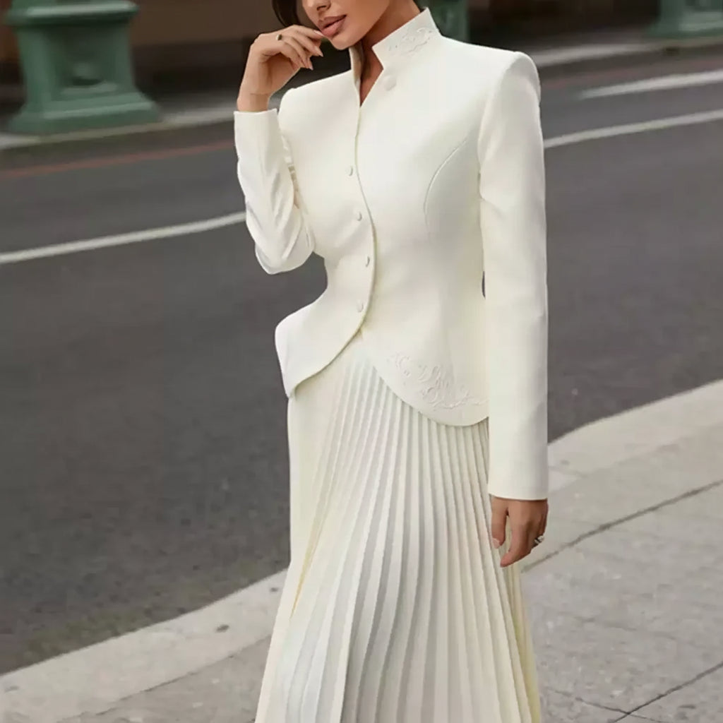 Stand-Collar Blazer and Skirt Set by Crystal Crystina, primary view