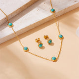 Turquoise Simplicity Golden Necklace & Earrings