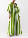 Striped Print Long Maxi Dress