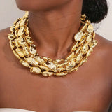 Statement Lava Texture Multi-layer Beaded Necklace
