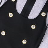 Black Bandage Dress with Metal Buttons