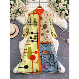CurveKind™ Pleated Printed  Shirt Dress