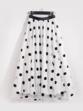 Embroidered Polka Dot Midi Skirt