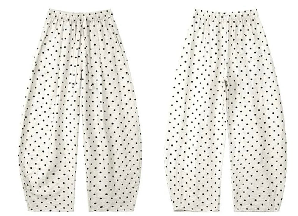Linen Wide Leg Polka Dot Pants by Crystal Crystina, alternate view 6