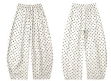 Linen Wide Leg Polka Dot Pants