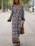 Bohemian Geometric Print Midi Dress