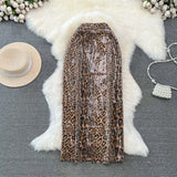 Sequin Animal  Print Midi Skirt