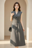 Knitted Vest Midi Dress with Belt