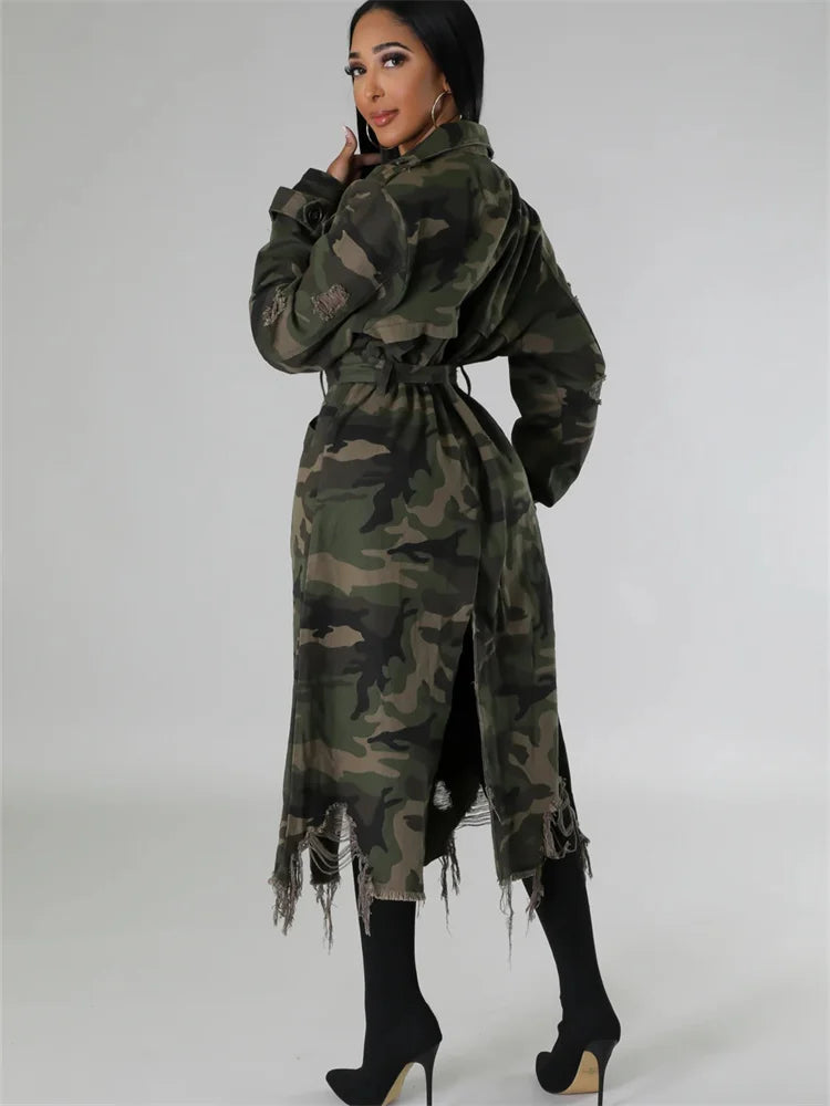 Camouflage Trench Coat by Crystal Crystina, alternate view 3
