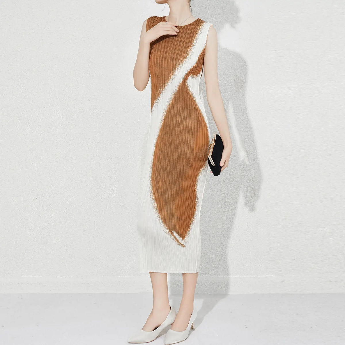 CurveKind™ Colorblock Sleeveless Midi Dress by Crystal Crystina, alternate view 2