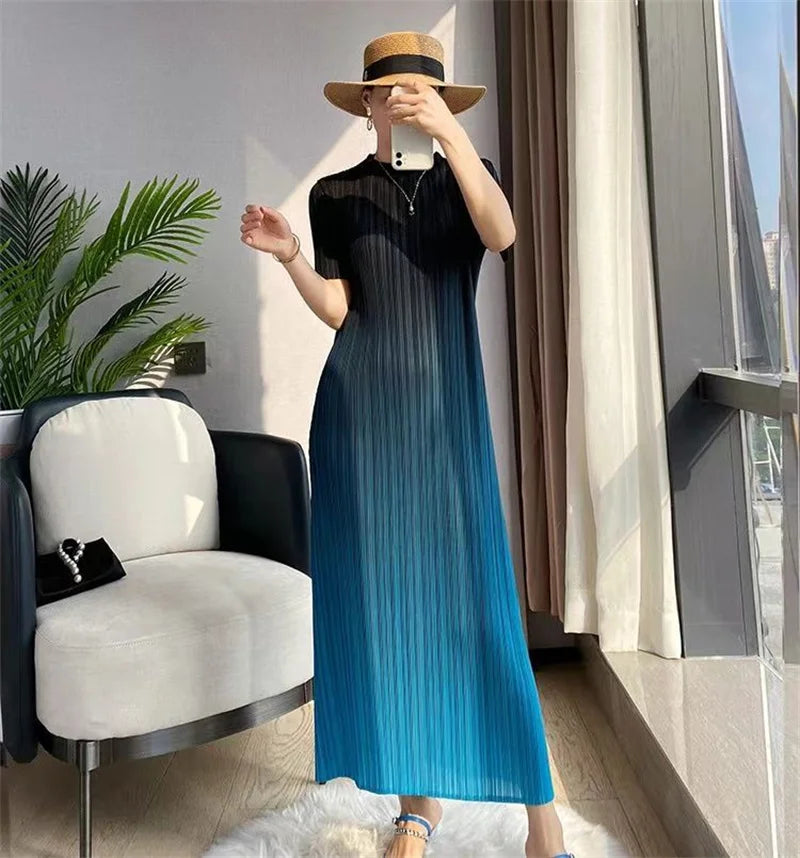 CurveKind™ Gradient Pleated Maxi Dress by Crystal Crystina, alternate view 5