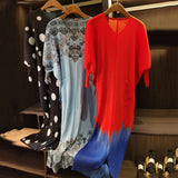 CurveKind™ Dragon Scale Pleated V-Neck Midi Dress