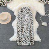 Sequin Animal  Print Midi Skirt