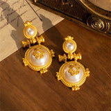 Anabelise Vintage Pearl Large Drop Stud Earrings