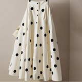 White High Waist A-line Polka Dot Skirt