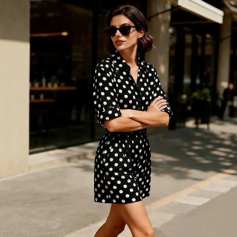Polka Dot Button-Up Playsuit