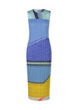 CurveKind™ Art Print Pleated Sleeveless Midi Dress