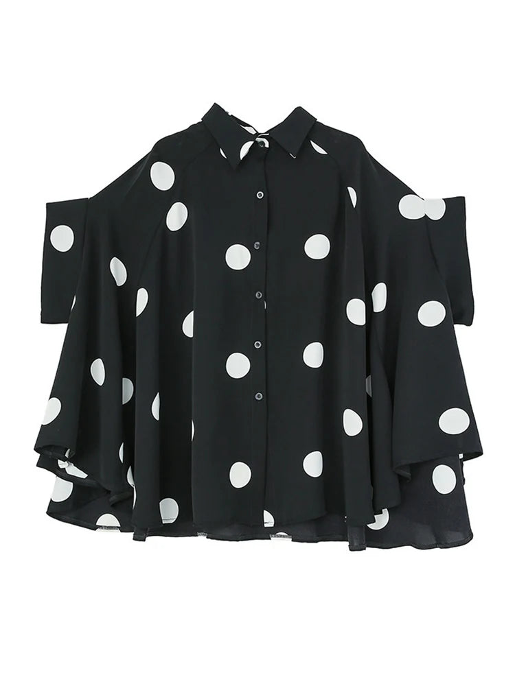 Short Sleeve Polka Dot Swing Blouse