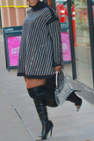 Party Mini Black Striped Dress