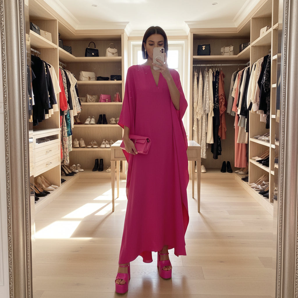 Hot Pink Satin Prom Dress